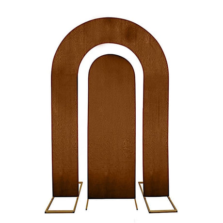 Set of 2 Fitted Spandex Open Arch Double Sided Backdrop Stands Cover IRON_STND18_SPX_SET_BRN