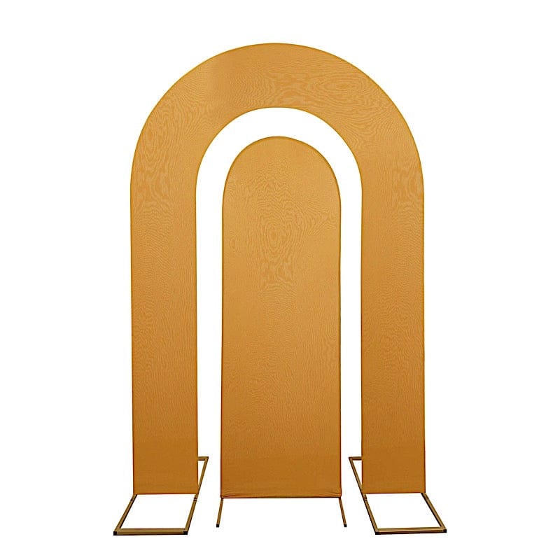 Set of 2 Fitted Spandex Open Arch Double Sided Backdrop Stands Cover IRON_STND18_SPX_SET_GOLD