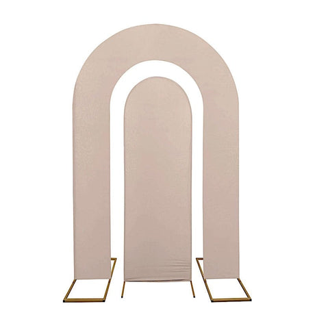 Set of 2 Fitted Spandex Open Arch Double Sided Backdrop Stands Cover IRON_STND18_SPX_SET_NUDE