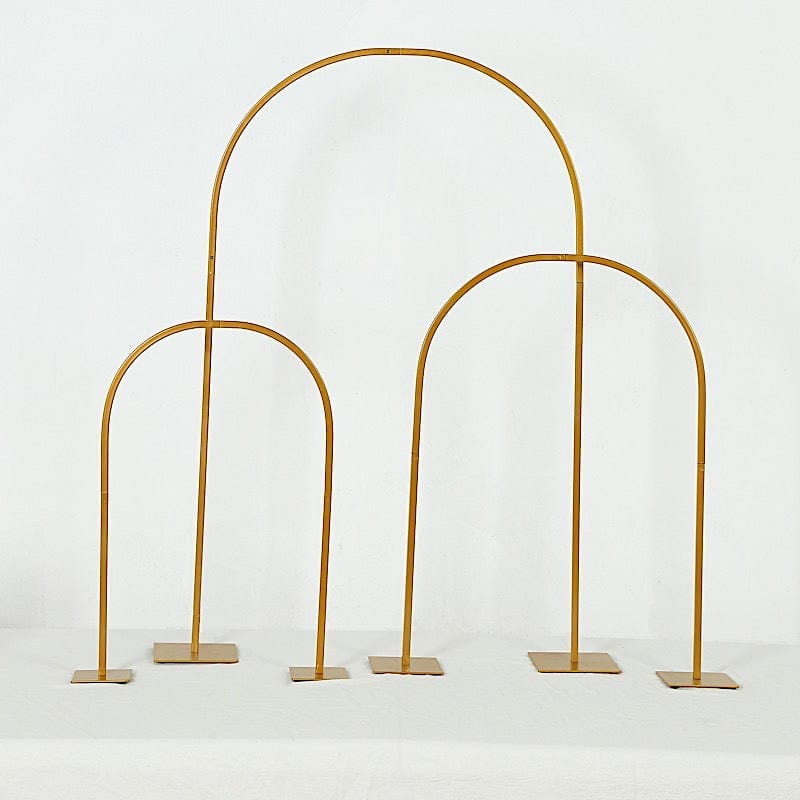 Set of 3 Metal Floral Chiara Arch Table Centerpiece with Rounded Top - Gold WOD_HOPMET06_SET_GOLD