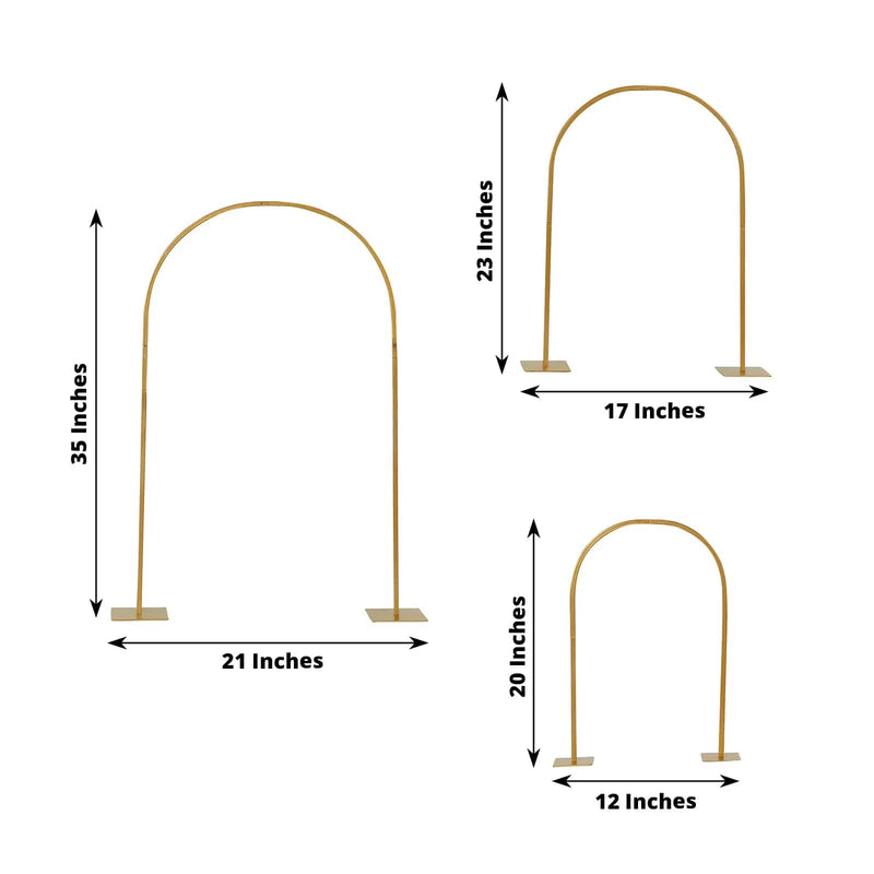 Set of 3 Metal Floral Chiara Arch Table Centerpiece with Rounded Top - Gold WOD_HOPMET06_SET_GOLD