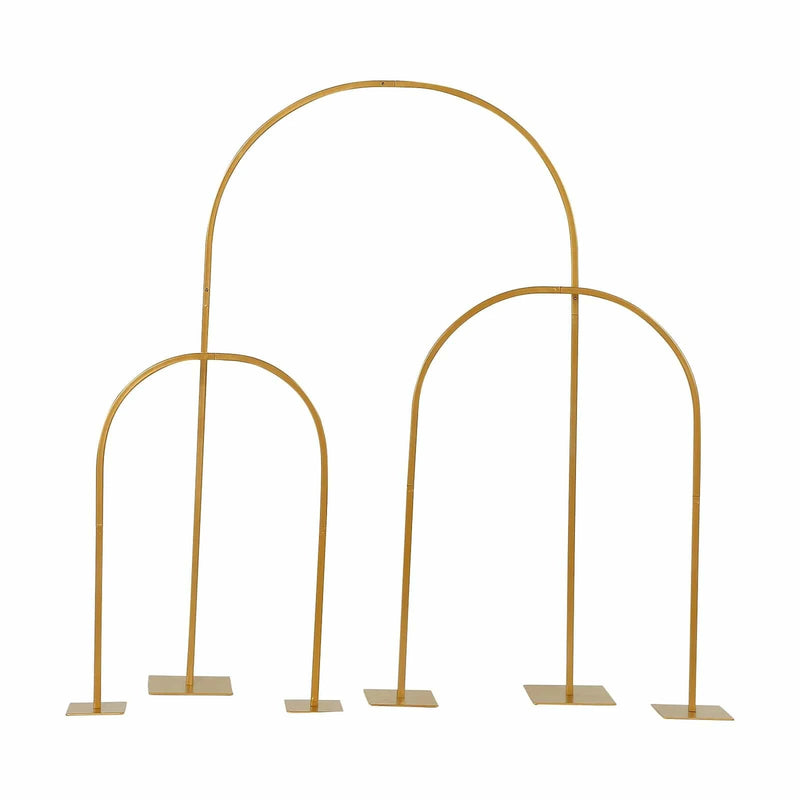 Set of 3 Metal Floral Chiara Arch Table Centerpiece with Rounded Top - Gold WOD_HOPMET06_SET_GOLD