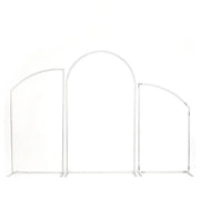 Set of 3 Round Top Aluminum Chiara Backdrop Stands with Half Moon Arch Frame - Silver BKDP_STND_ALUM_ARCH_SET3