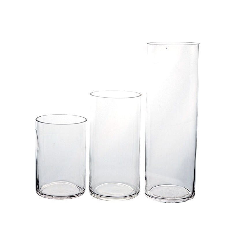 Set of 6", 8", 12" Premium Glass Cylinder Vases Centerpieces - Clear VASE_A3_SET01_CLR