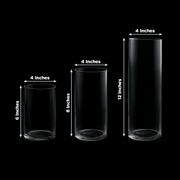 Set of 6", 8", 12" Premium Glass Cylinder Vases Centerpieces - Clear VASE_A3_SET01_CLR