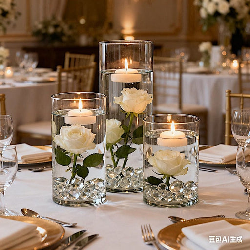 Set of 6", 8", 12" Premium Glass Cylinder Vases Centerpieces - Clear VASE_A3_SET01_CLR