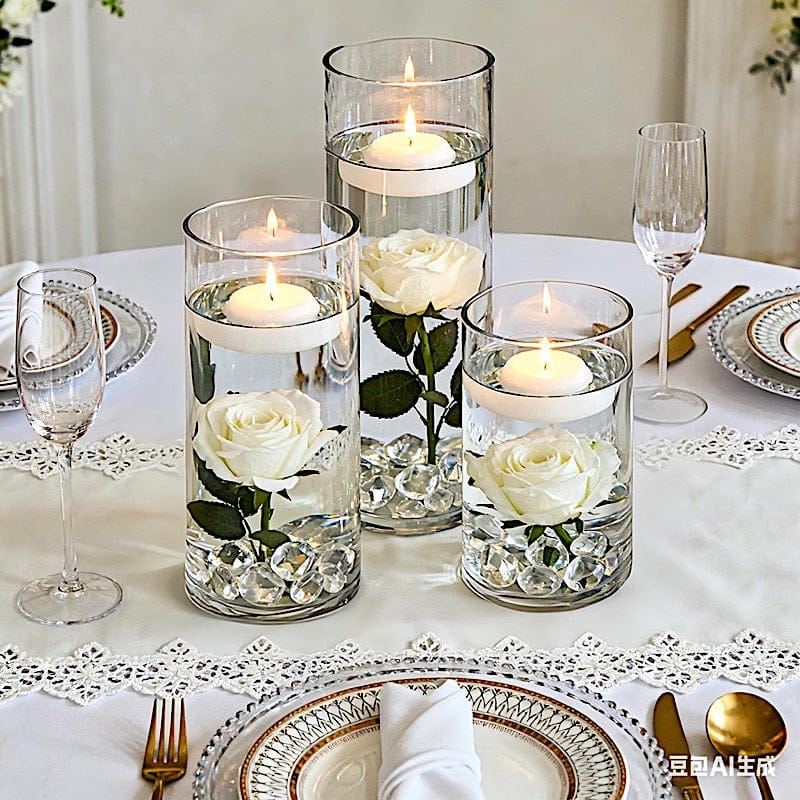 Set of 6", 8", 12" Premium Glass Cylinder Vases Centerpieces - Clear VASE_A3_SET01_CLR