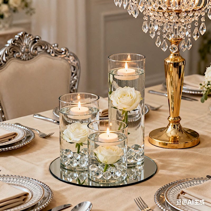 Set of 6", 8", 12" Premium Glass Cylinder Vases Centerpieces - Clear VASE_A3_SET01_CLR