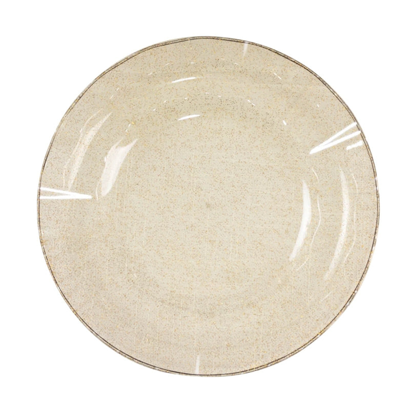 10 Round Plastic Salad Dinner Plates with Gold Wavy Rim - Disposable Tableware