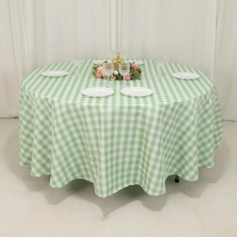 108" Checkered Gingham Polyester Round Tablecloth