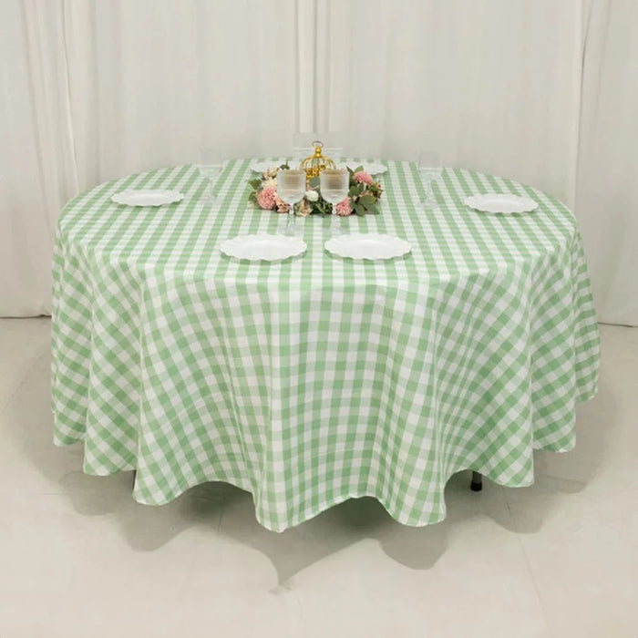 108" Checkered Gingham Polyester Round Tablecloth