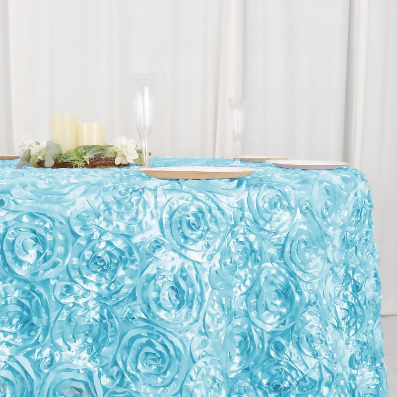 120" Round Satin Ribbon Roses Tablecloth