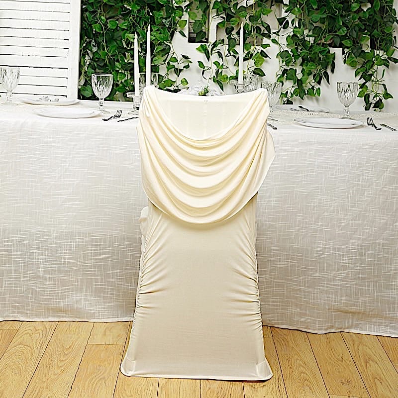Spandex Fitted Folding Chair Cover with Ruched Swag Back and Foot Pockets