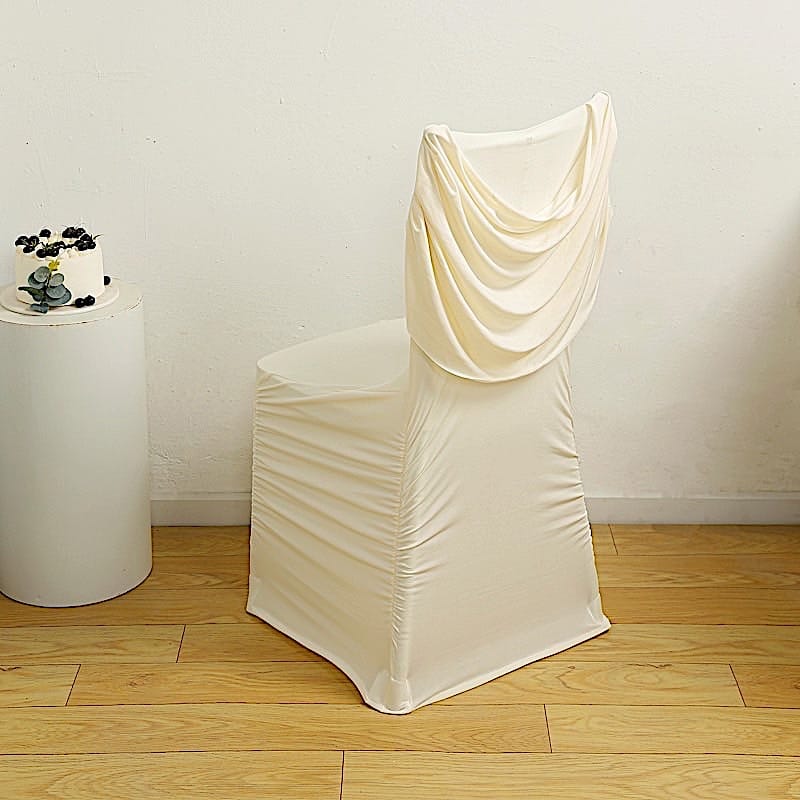 Spandex Fitted Folding Chair Cover with Ruched Swag Back and Foot Pockets