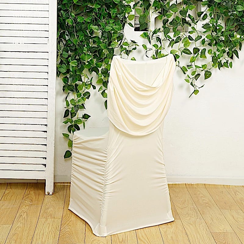 Spandex Fitted Folding Chair Cover with Ruched Swag Back and Foot Pockets