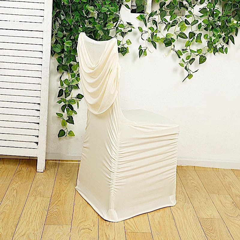 Spandex Fitted Folding Chair Cover with Ruched Swag Back and Foot Pockets