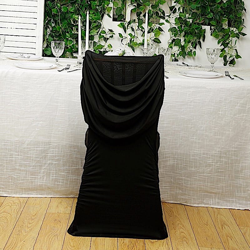 Spandex Fitted Folding Chair Cover with Ruched Swag Back and Foot Pockets