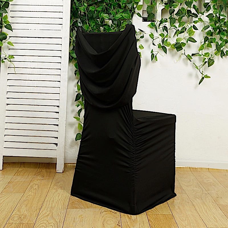 Spandex Fitted Folding Chair Cover with Ruched Swag Back and Foot Pockets