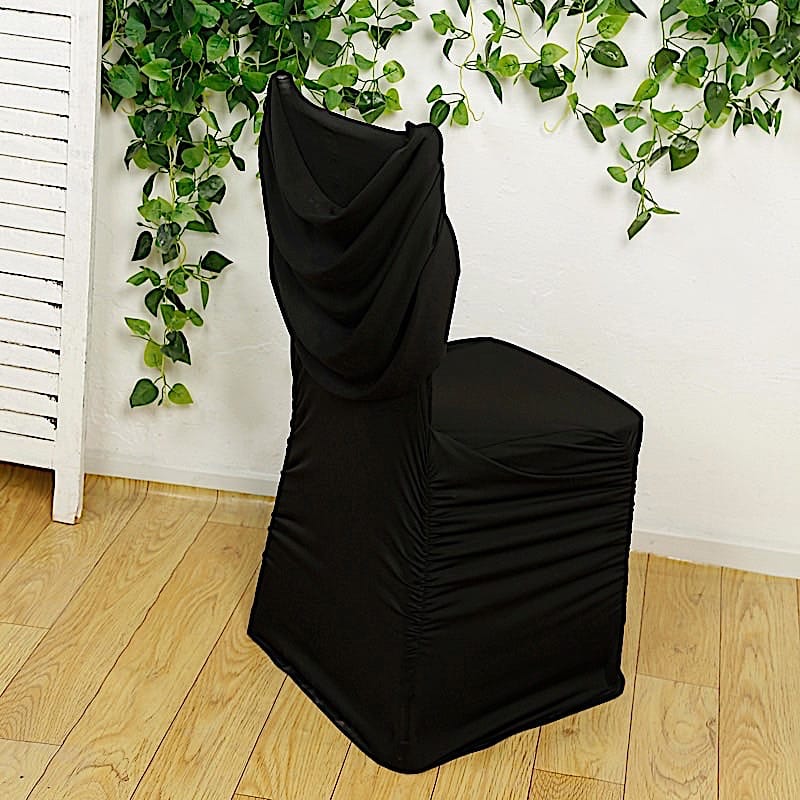 Spandex Fitted Folding Chair Cover with Ruched Swag Back and Foot Pockets
