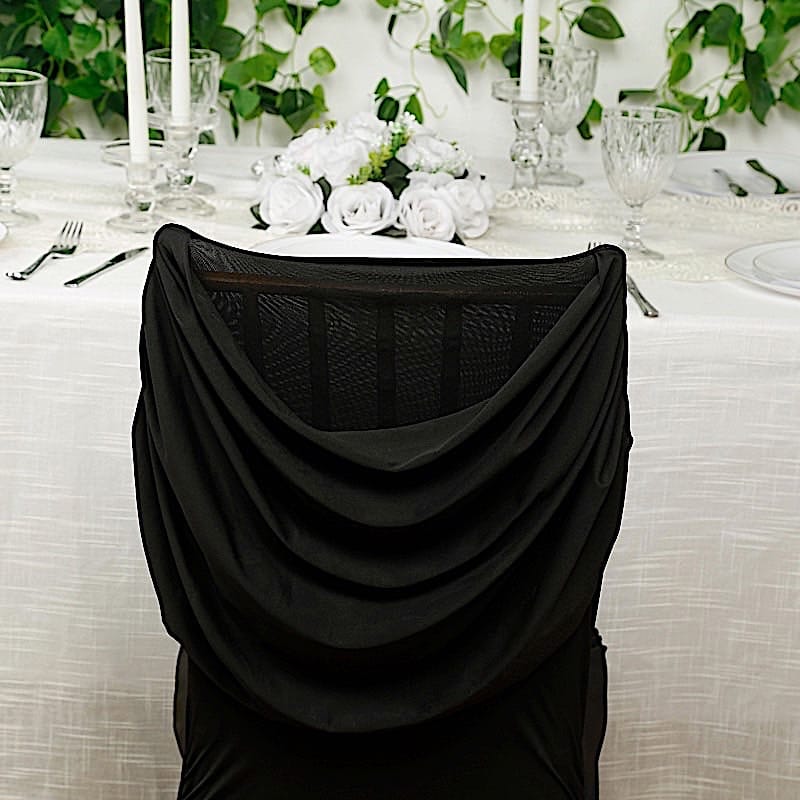 Spandex Fitted Folding Chair Cover with Ruched Swag Back and Foot Pockets