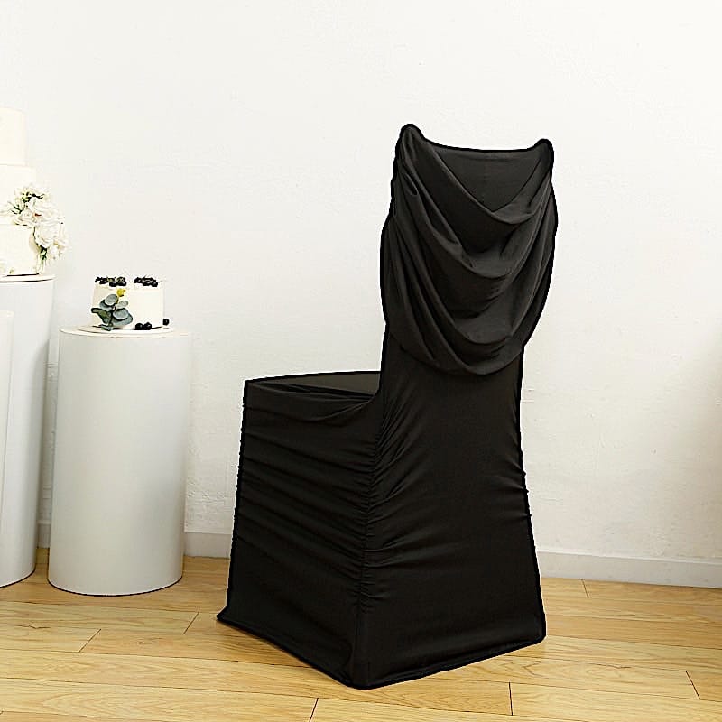 Spandex Fitted Folding Chair Cover with Ruched Swag Back and Foot Pockets