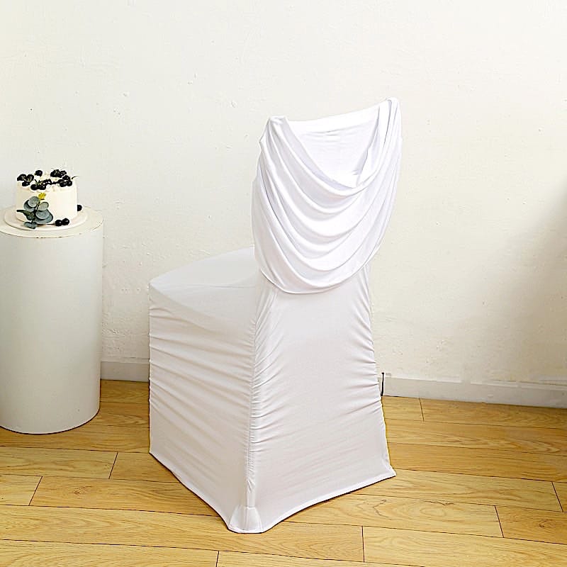 Spandex Fitted Folding Chair Cover with Ruched Swag Back and Foot Pockets