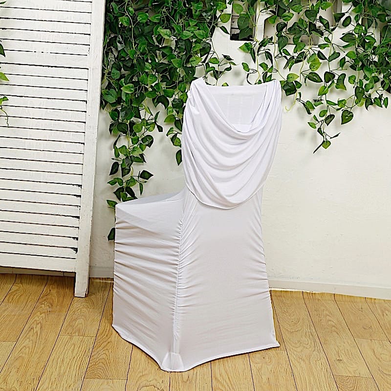 Spandex Fitted Folding Chair Cover with Ruched Swag Back and Foot Pockets