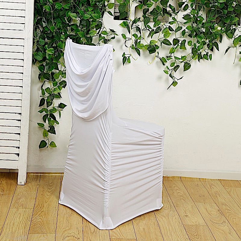 Spandex Fitted Folding Chair Cover with Ruched Swag Back and Foot Pockets