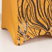 Spandex Stretch Banquet Chair Cover with Wave Embroidered Sequins