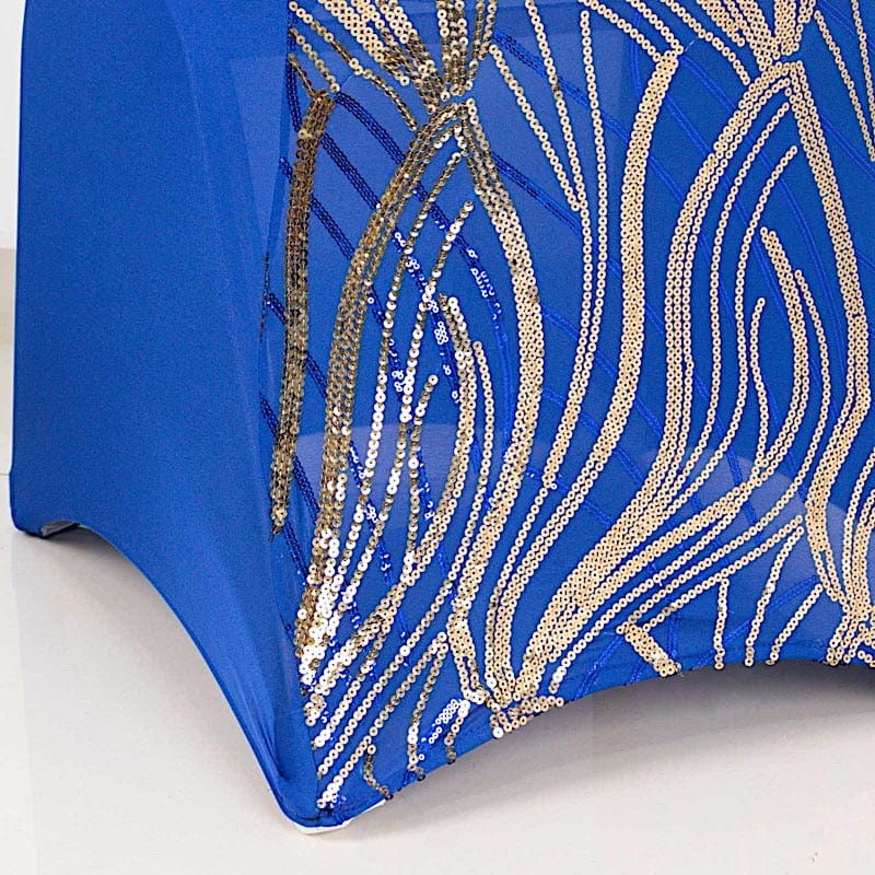 Spandex Stretch Banquet Chair Cover with Wave Embroidered Sequins