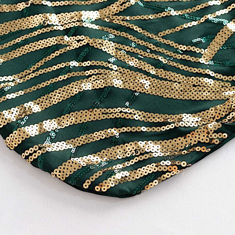 Spandex Stretch Banquet Chair Cover with Wave Embroidered Sequins