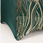 Spandex Stretch Banquet Chair Cover with Wave Embroidered Sequins