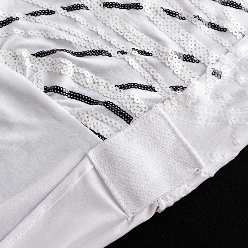 Spandex Stretch Banquet Chair Cover with Wave Embroidered Sequins