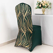 Spandex Stretch Banquet Chair Cover with Wave Embroidered Sequins
