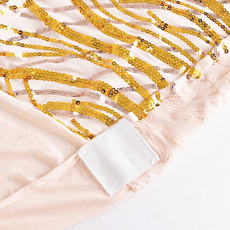 Spandex Stretch Banquet Chair Cover with Wave Embroidered Sequins