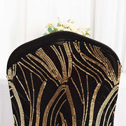 Spandex Stretch Banquet Chair Cover with Wave Embroidered Sequins