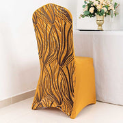 Spandex Stretch Banquet Chair Cover with Wave Embroidered Sequins