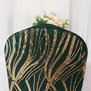 Spandex Stretch Banquet Chair Cover with Wave Embroidered Sequins