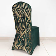 Spandex Stretch Banquet Chair Cover with Wave Embroidered Sequins