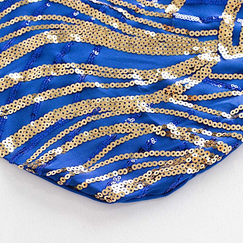 Spandex Stretch Banquet Chair Cover with Wave Embroidered Sequins