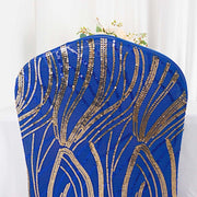 Spandex Stretch Banquet Chair Cover with Wave Embroidered Sequins