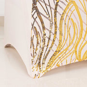Spandex Stretch Banquet Chair Cover with Wave Embroidered Sequins