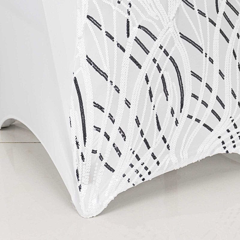 Spandex Stretch Banquet Chair Cover with Wave Embroidered Sequins