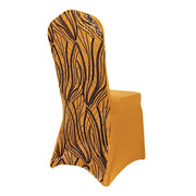 Spandex Stretch Banquet Chair Cover with Wave Embroidered Sequins CHAIR_SPX02_WAVE_GDBK