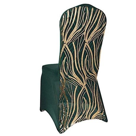 Spandex Stretch Banquet Chair Cover with Wave Embroidered Sequins CHAIR_SPX02_WAVE_HNGD