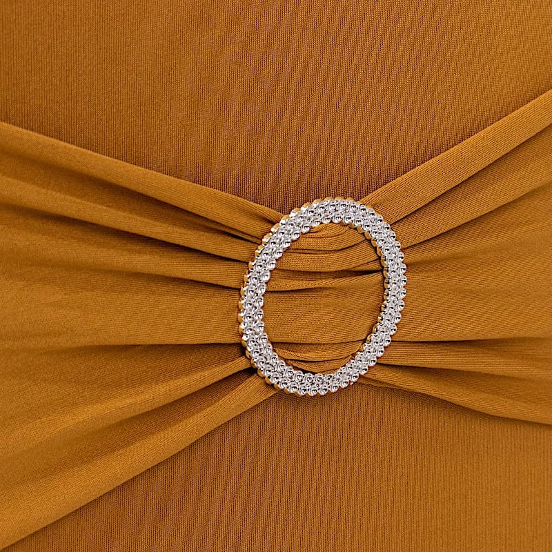 Spandex Stretchable Banquet Chair Cover with Silver Rhinestone Buckled