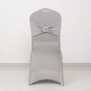 Spandex Stretchable Banquet Chair Cover with Silver Rhinestone Buckled