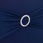 Spandex Stretchable Banquet Chair Cover with Silver Rhinestone Buckled