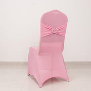 Spandex Stretchable Banquet Chair Cover with Silver Rhinestone Buckled
