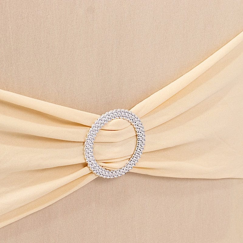 Spandex Stretchable Banquet Chair Cover with Silver Rhinestone Buckled